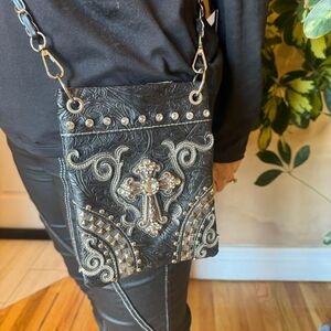 Black and Silver Crossbody Bag